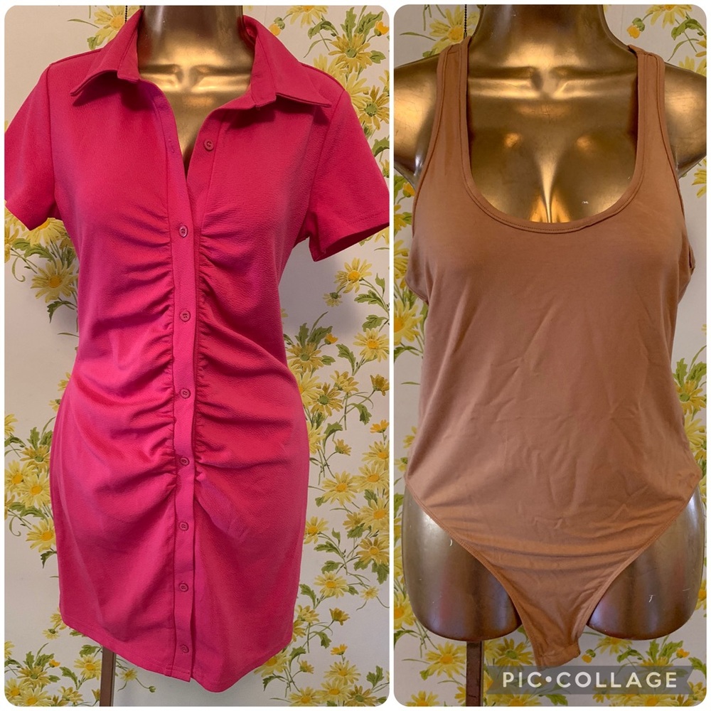 Shein collared shirt dress and bodysuit size M